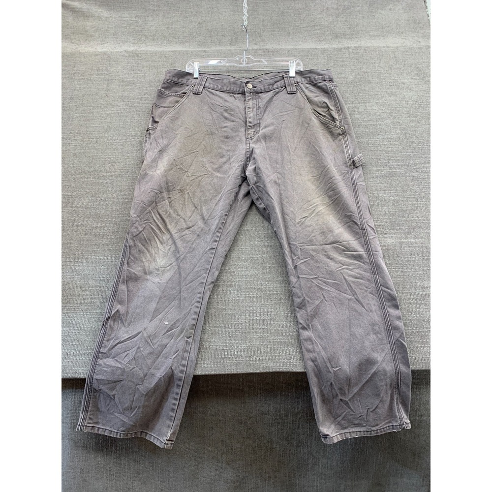 RK Brand Authentic Carpenter Pants Mens 42x32 Gray Cotton Logo Straight Leg‎